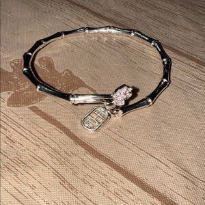 Elegant Silver Bamboo Bracelet with Charm